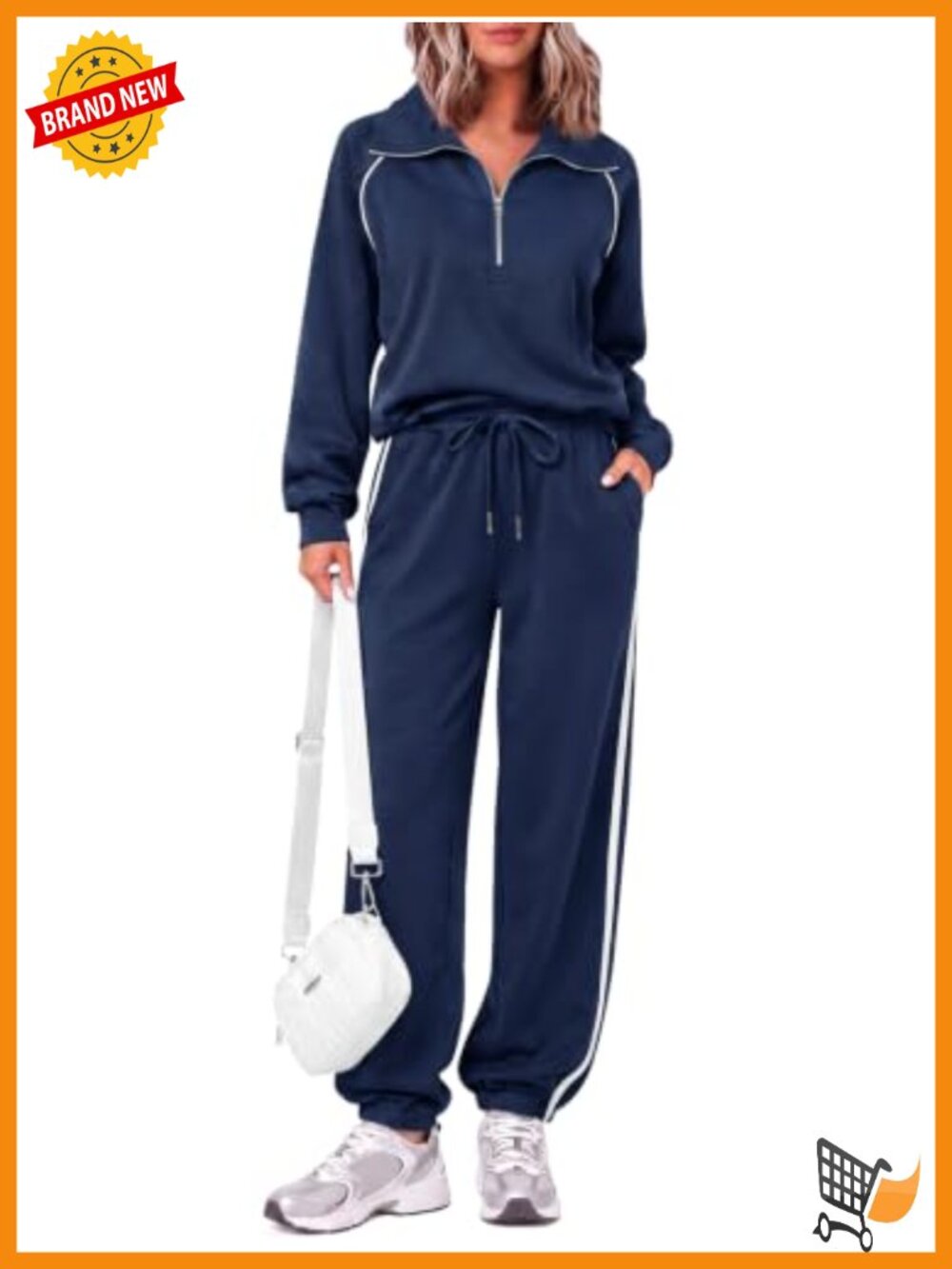 Women's 2 Piece Half Zip Tracksuit Set With Wide Leg Pants